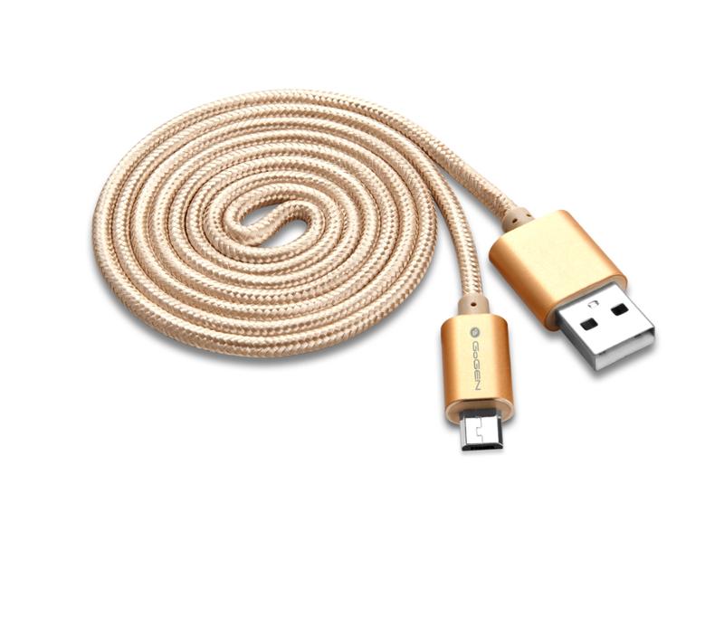 Micro USB kábel ohybný zlato-čierny 